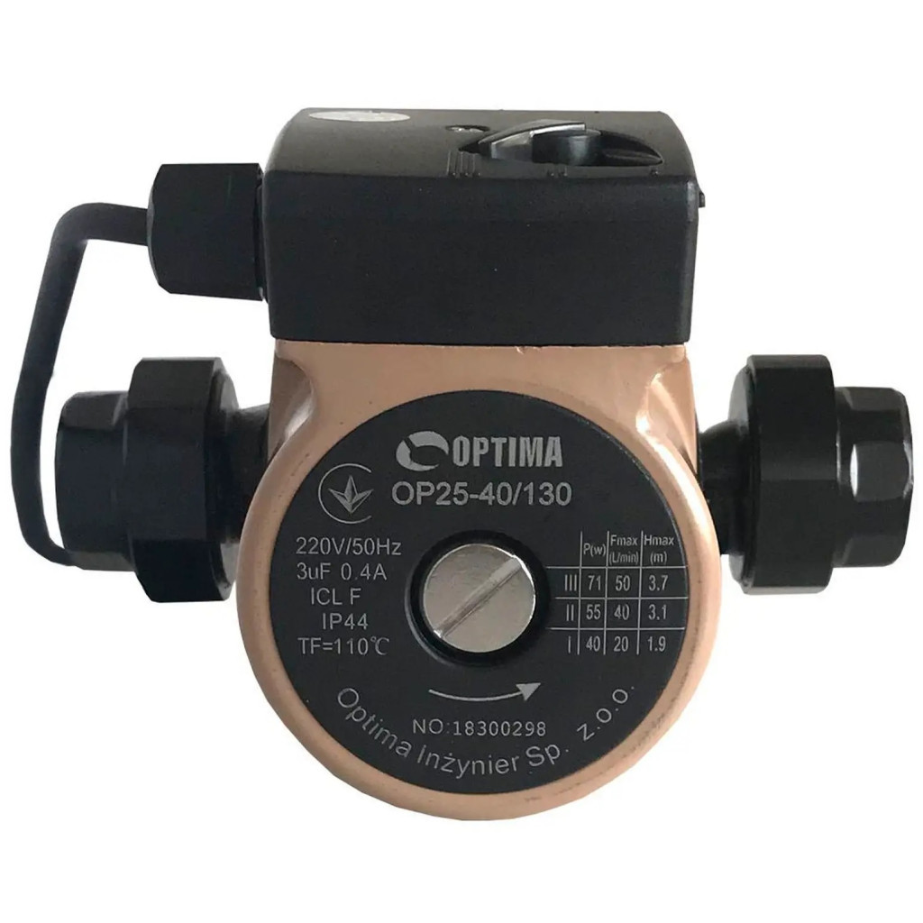 Циркуляційний насос Optima OP25-40-130, G 1 1/4", 10 бар, 130мм, 71Вт, 230В (8365) - зображення 4