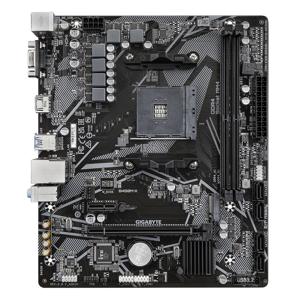 Материнська плата GIGABYTE B450M K - зображення 1