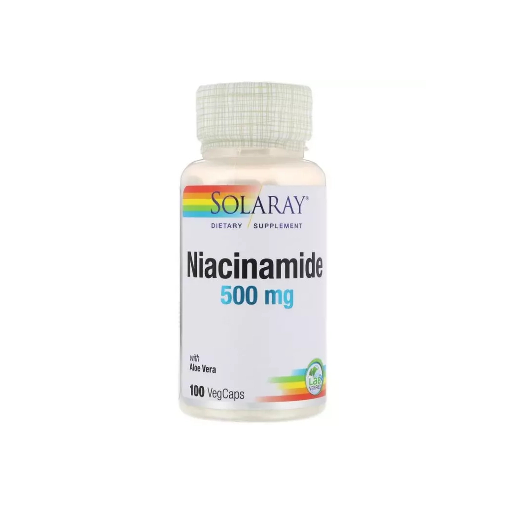 Вітамін Solaray Ніацинамід (В3), Niacinamide, 500 мг, 100 капсул (SOR-04365) - зображення 1