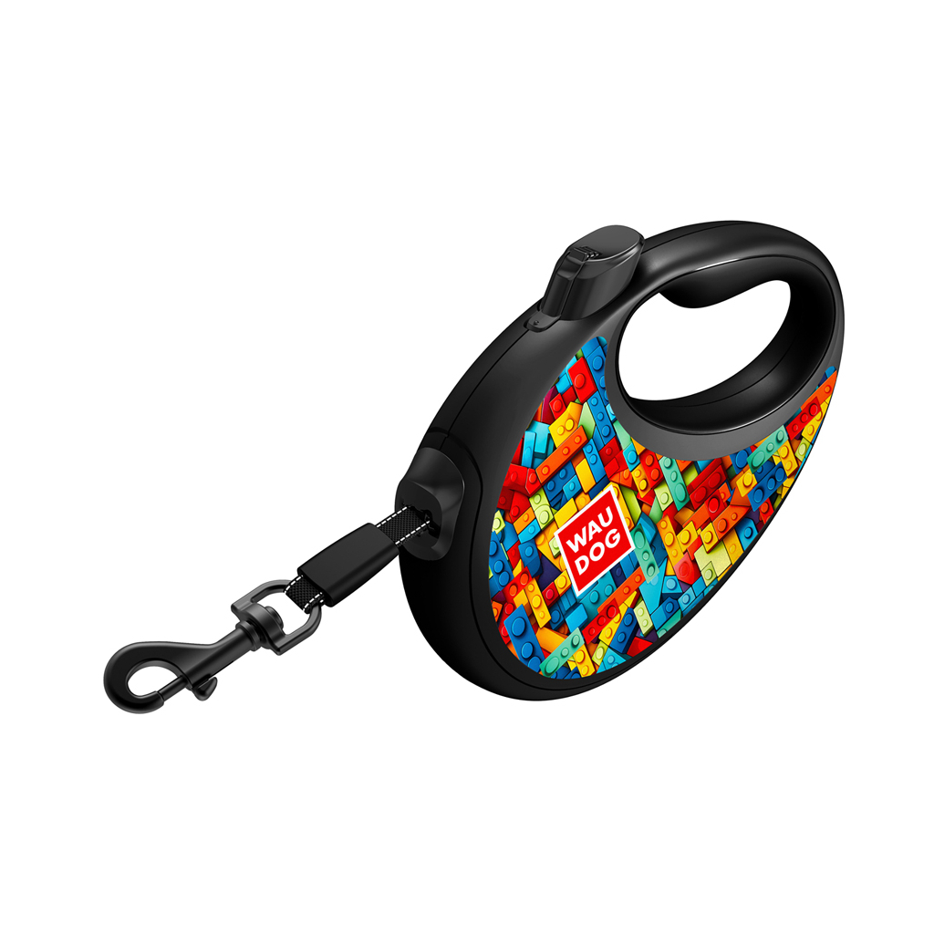 Повідець для собак WAUDOG R-leash з контейнером для пакетів "Блоки", світловідбивна стрічка, L (257-4056) - зображення 3