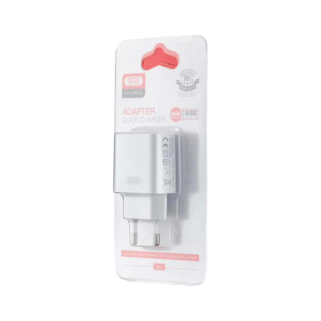 Зарядний пристрій XO L99 12W USB-A White (L99_White) - зображення 2