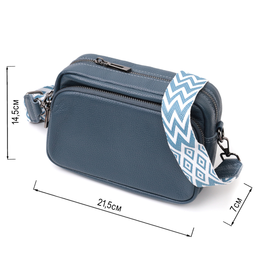 Сумка Vintage Жіноча крос-боді з натуральної шкіри Синя (22297) - зображення 3