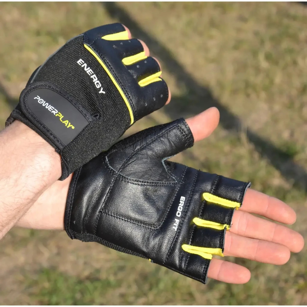Рукавички для фітнесу PowerPlay 9058 Energy чорно-жовті M (PP_9058_M_Energy) - зображення 7
