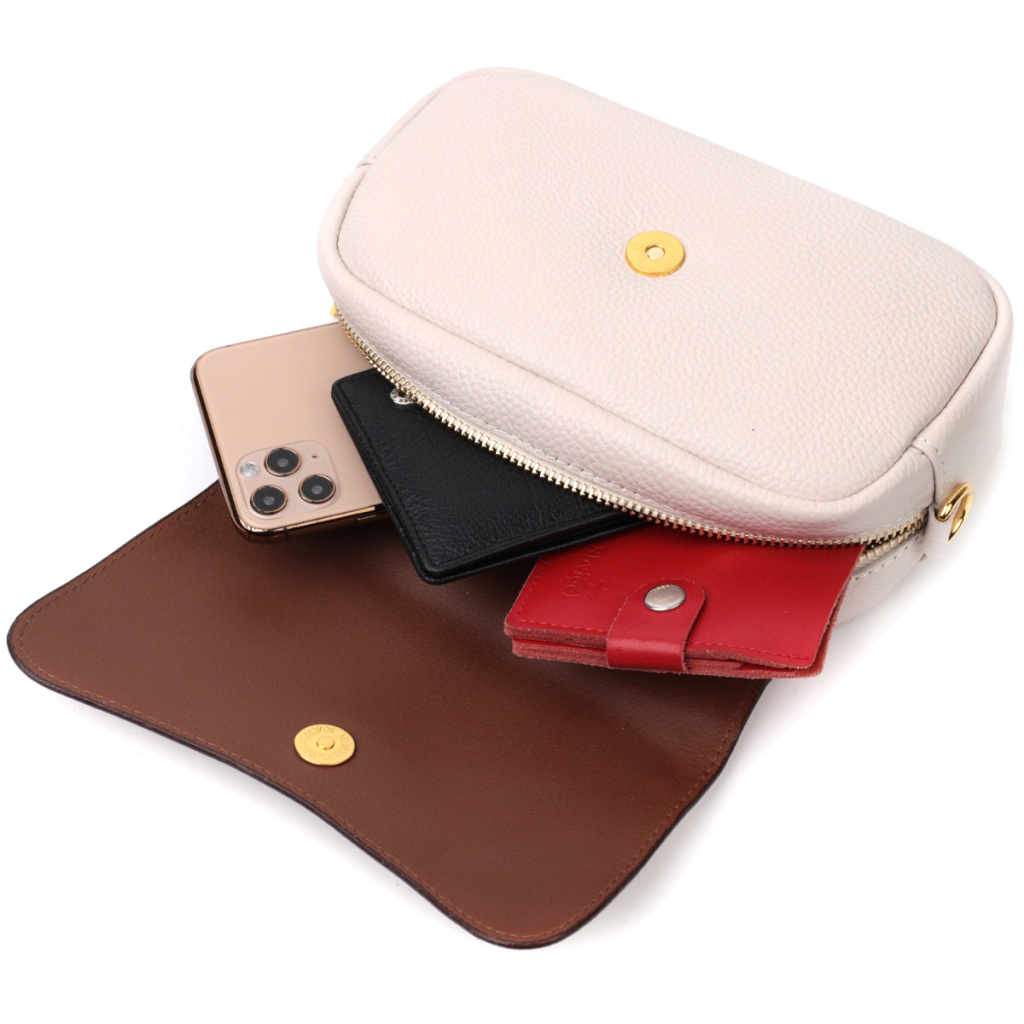 Сумка Vintage Жіноча з клапаном з натуральної шкіри Біла (22431) - зображення 8