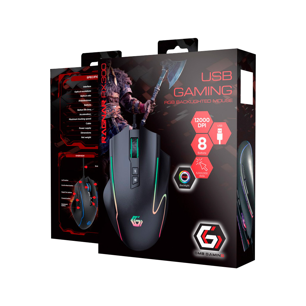 Мишка Gembird Ragnar RX300 USB RGB Black (MUSG-RAGNAR-RX300) - зображення 4