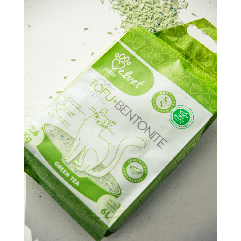 Наповнювач для туалету Velvet Paw TOFU з бентонітом та екстрактом зеленого чаю (1.5 мм) 2.6 кг (TOF70022) - изображение 4