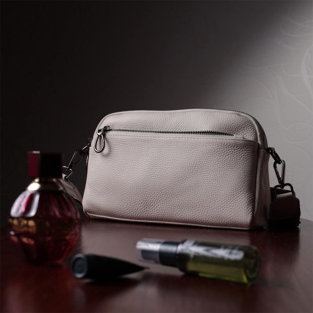 Сумка Vintage Жіноча прямокутна з кишенями з натуральної шкіри Біла (22598) - зображення 12