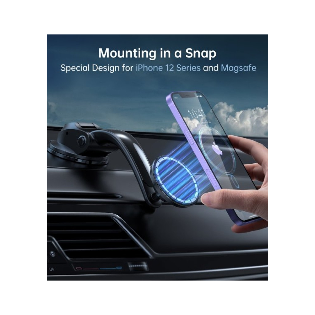 Універсальний автотримач Choetech з магнітним кріпленням на скло або торпеду (AT0005-BK) - изображение 6