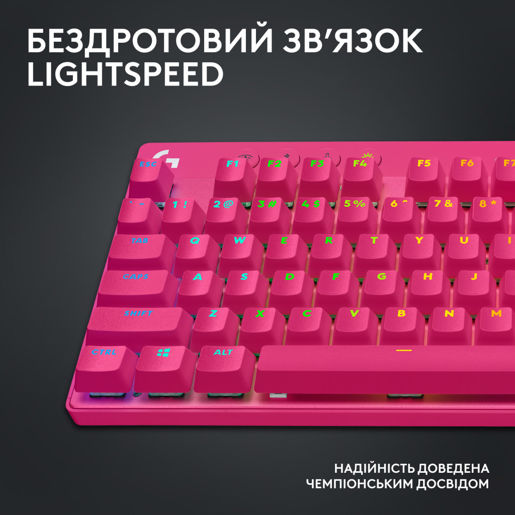 Клавіатура Logitech G PRO X TKL Lightspeed Tactile USB UA Magenta (920-012159) - зображення 4