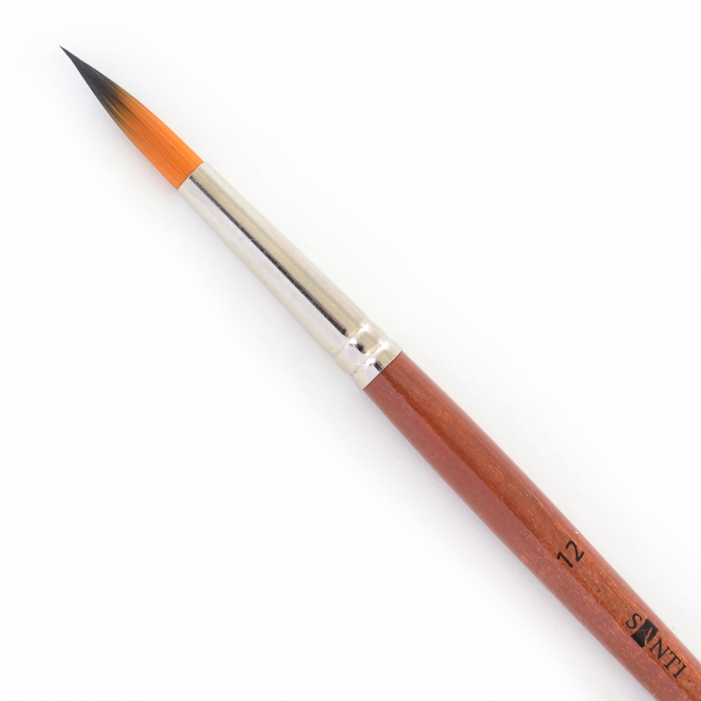 Пензлик для малювання Santi синтетика Studio, коротка ручка, кругла, №12 (310557) - зображення 2