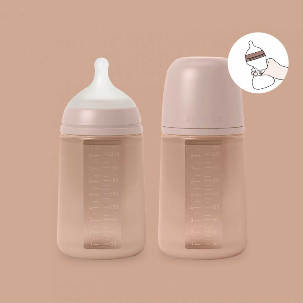 Пляшечка для годування Suavinex Colour Essence силіконова, повільний потік,240 мл, нюдова (308072) - зображення 4