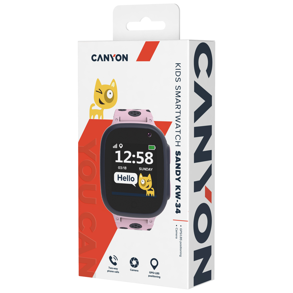 Смарт-годинник Canyon CNE-KW34PP Kids smartwatch Sandy, Pink (CNE-KW34PP) - зображення 6