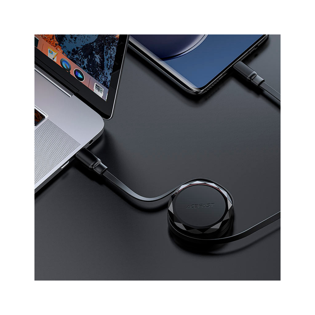 Дата кабель USB-C to USB-C 0.8m 60W dual retraction C13-03 Black Acefast (6974316280132) - зображення 7