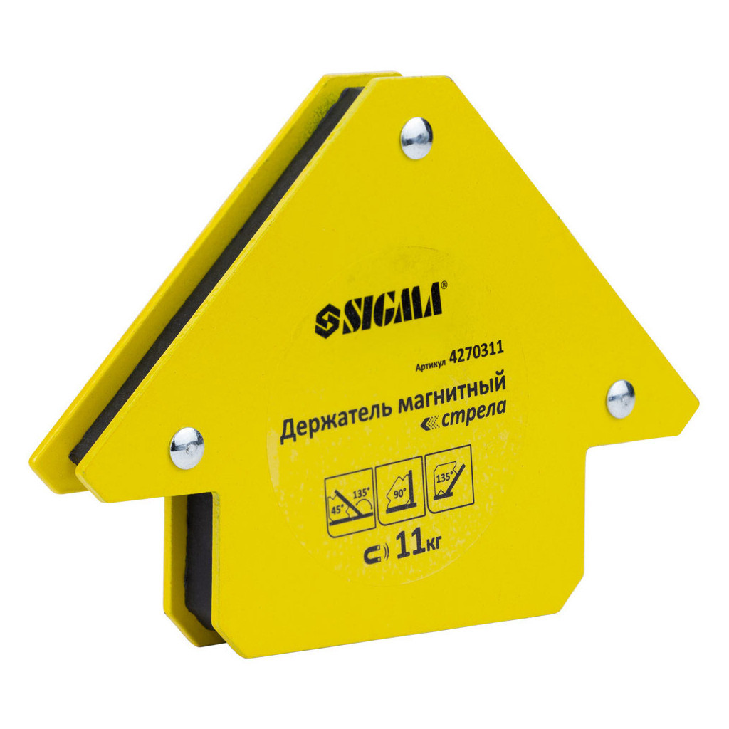 Магніт для зварювання Sigma стріла 11кг 75x65мм (45,90,135°) (4270311) - изображение 4