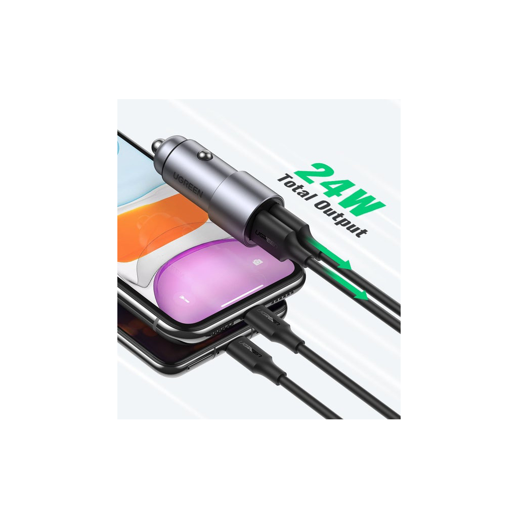 Зарядний пристрій Ugreen USB-A Dual 24W QC Grey (CD130) (50592) - зображення 2