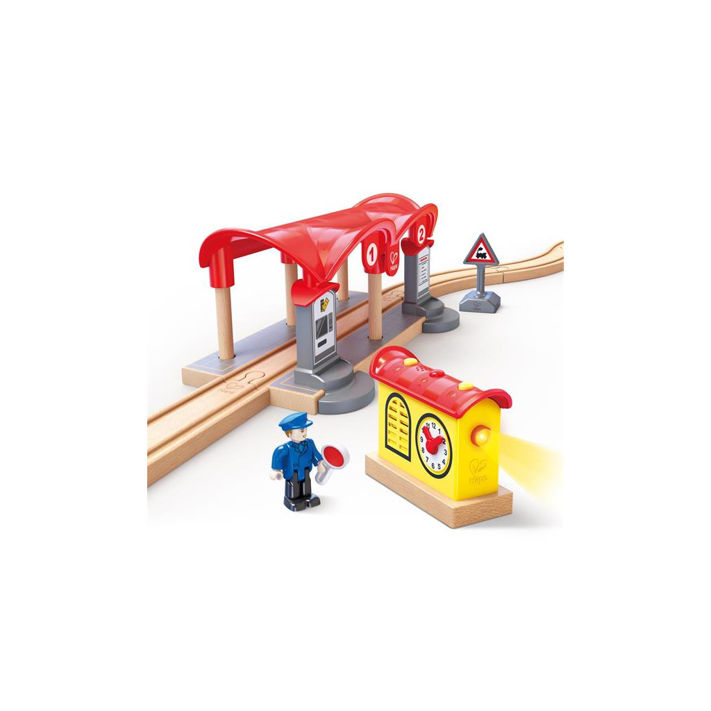 Залізниця Hape Набір для іграшкової залізниці Залізнична станція (E3702) - зображення 4