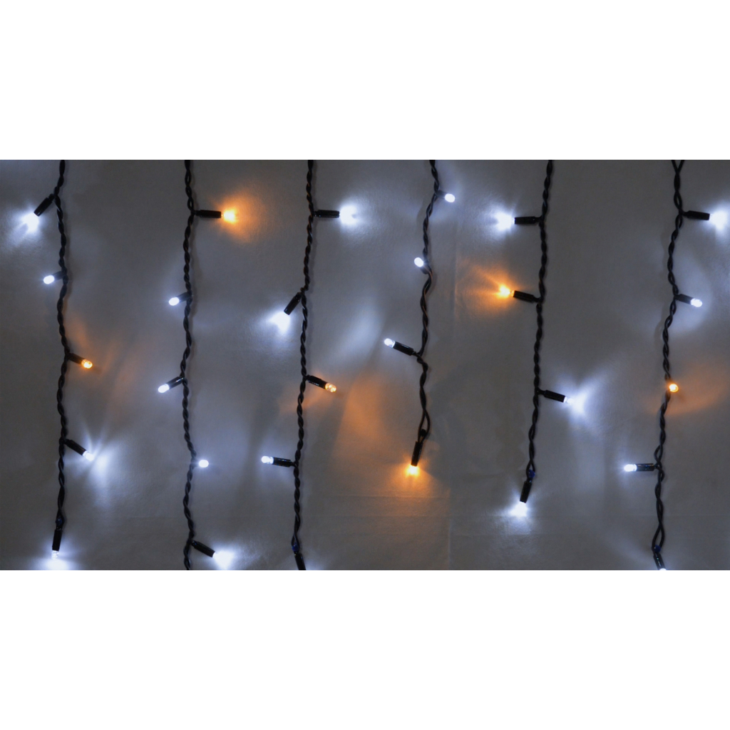Гірлянда Delux ICICLE 100LED 2x0.7 м Жовтий flash Білий/Чорний IP44 (90015182) - зображення 1