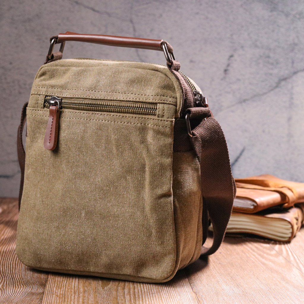 Сумка Vintage Тканинна з щільного текстилю Оливкова (21227) - зображення 8