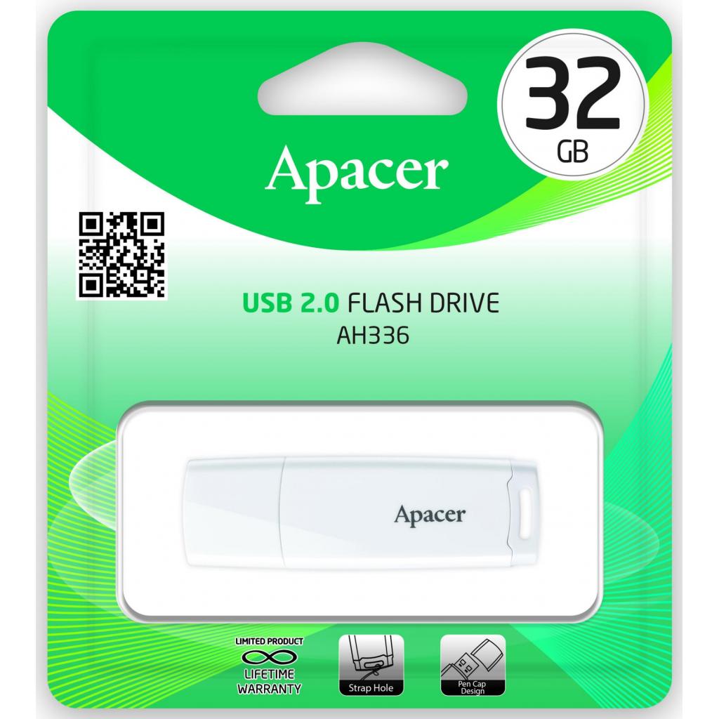 USB флеш накопичувач Apacer 32GB AH336 White USB 2.0 (AP32GAH336W-1) - зображення 4