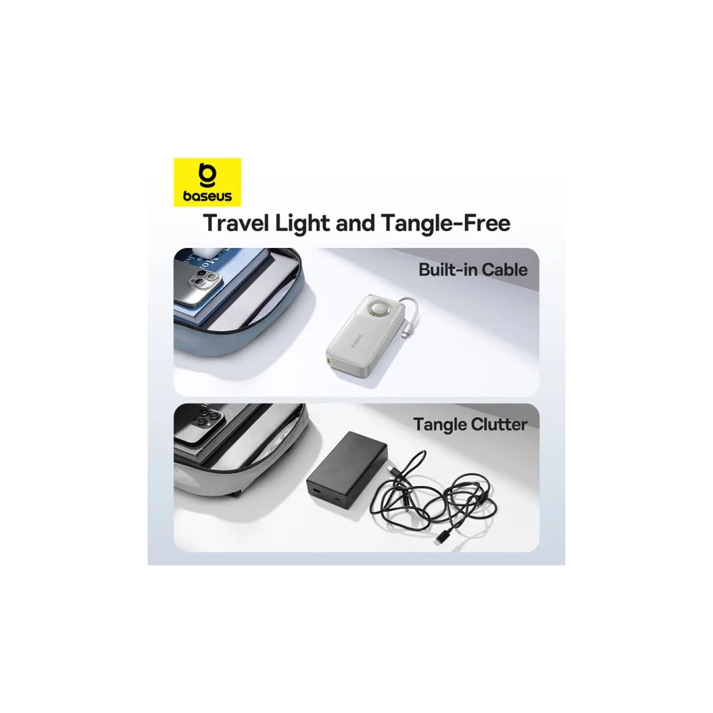 Батарея універсальна Baseus Free2Pull 20000mAh 65W, PD/3.0, QC/3.0, Lunar gray (P10073700843-00) - зображення 12