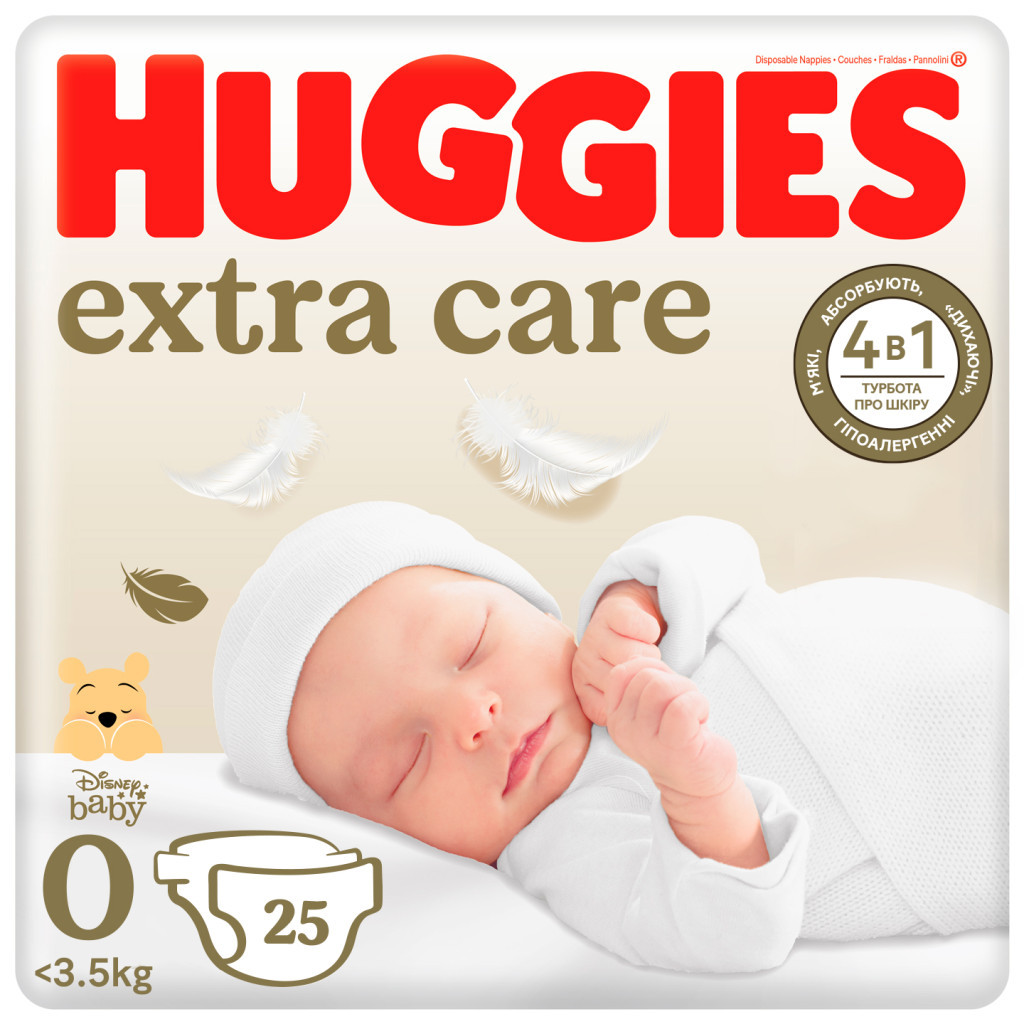 Підгузки Huggies Extra Care 0 (< 3,5 кг) 25шт (5029053548647) - изображение 1