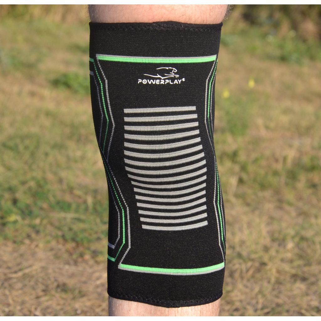 Фіксатор коліна PowerPlay PP-4099 Knee Support Чорно/Зелені S/M (PP_4099_S/M_Bl/Green) - зображення 8