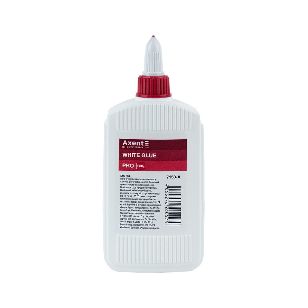 Клей Axent ПВА PRO, ковпачок-дозатор, 200 мл (7153-A) - изображение 1