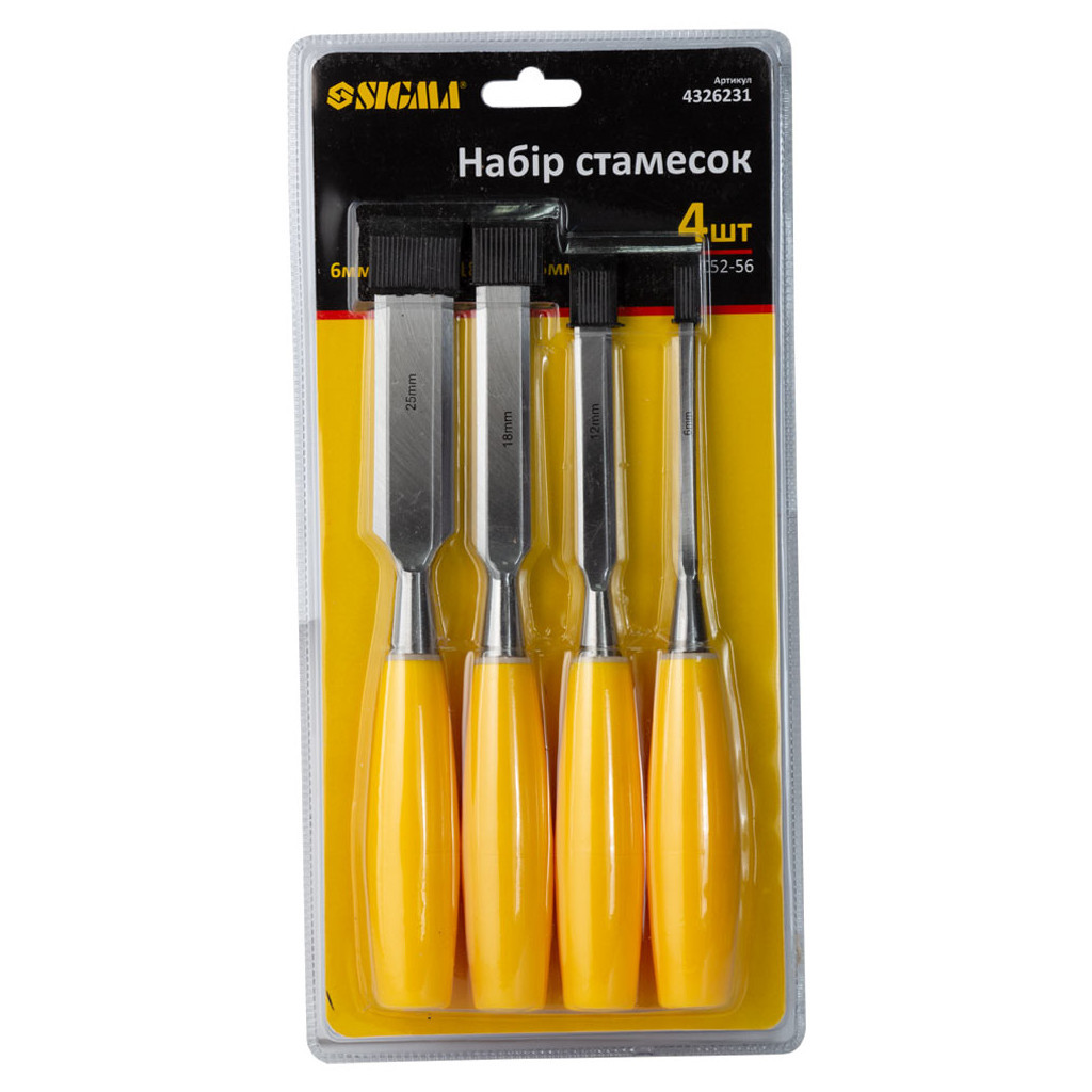 Стамеска Sigma 4шт (6, 12, 18, 25мм) пластикова ручка (4326231) - зображення 2