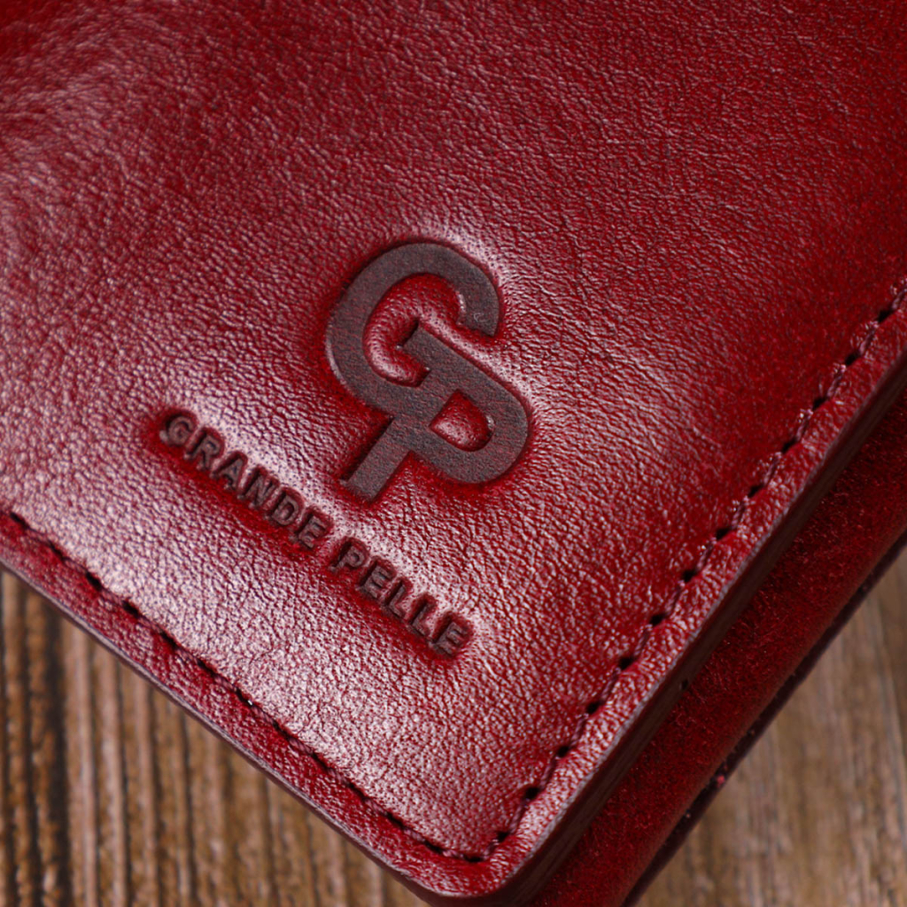 Гаманець Grande Pelle У три складання Бордовий (16788) - зображення 8