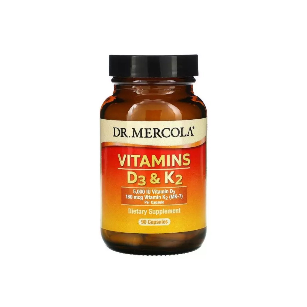 Вітамін Dr. Mercola Вітаміни D3 і K2, 5000 МО, 90 капсул (MCL-01996) - зображення 1