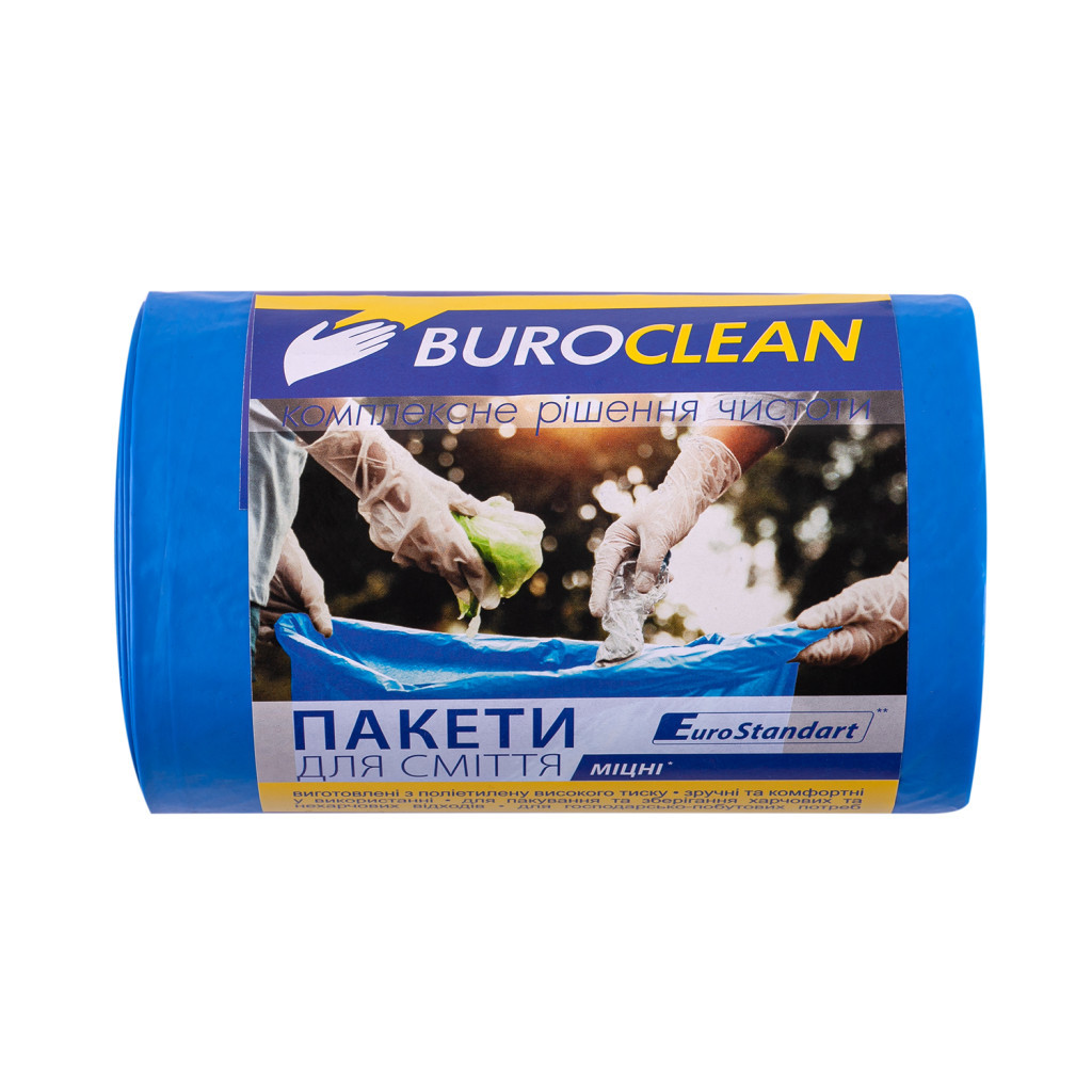 Пакети для сміття Buroclean EuroStandart міцні сині 60 л 40 шт. (4823078977892) - зображення 1