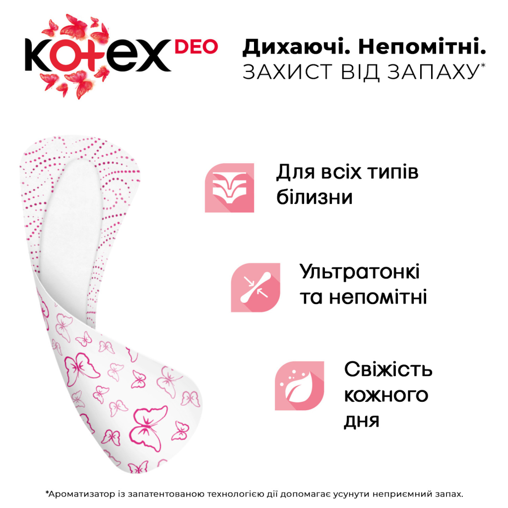 Щоденні прокладки Kotex Ultraslim Deo 56 шт. (5029053548258/5029053548111) - изображение 4
