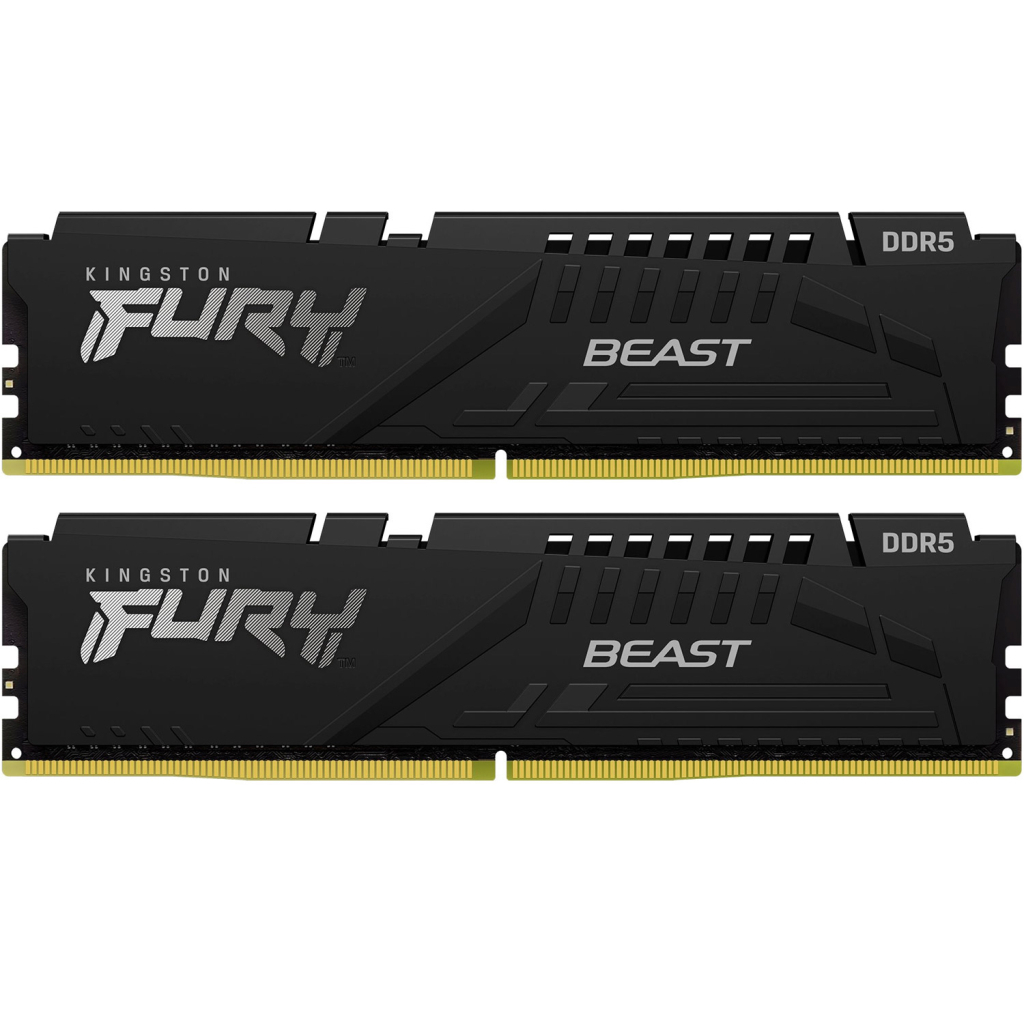 Модуль пам'яті для комп'ютера DDR5 64GB (2x32GB) 6400 MHz Beast Black Kingston Fury (ex.HyperX) (KF564C32BBK2-64) - зображення 1