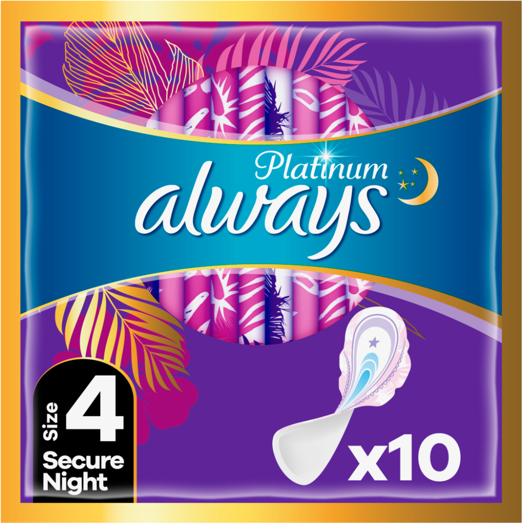 Гігієнічні прокладки Always Platinum Secure Night (Розмір 4) 10 шт. (8001841449906) - изображение 1