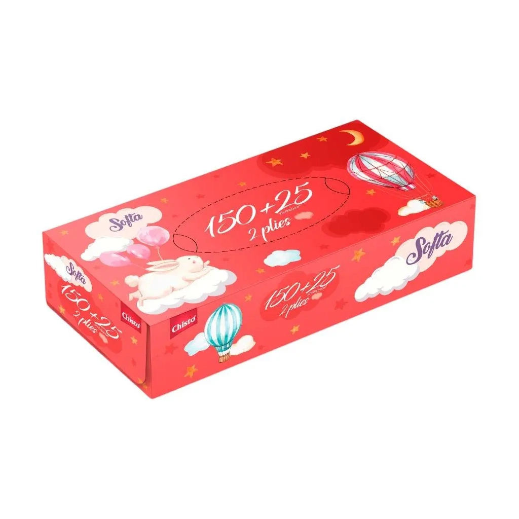 Серветки косметичні Chisto Softa Bunny 2 шари 150 + 25 шт. (4823098412441) - зображення 2