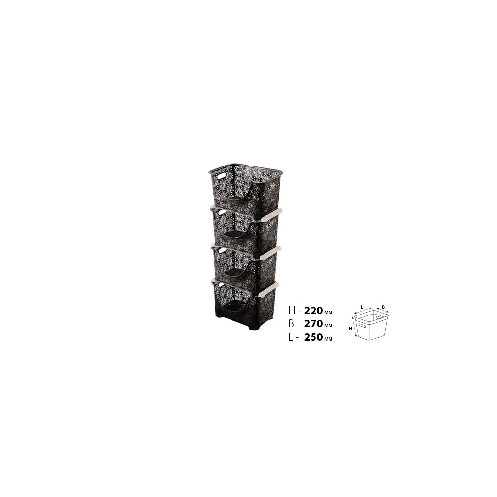 Кошик для зберігання Violet House 0409 Ажур Coffee 4 шт. (0409 Ажур COFFEE Набір 4 шт 36*2) - зображення 3