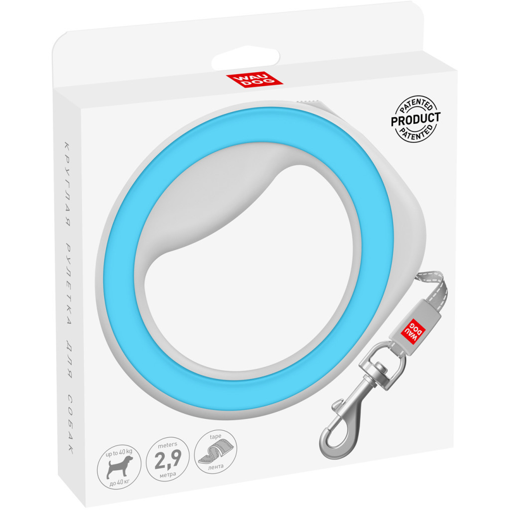 Повідець для собак WAUDOG R-leash світловідбиваюча стрічка XS-M до 40 кг 2.9 м блакитни (81272) - изображение 2