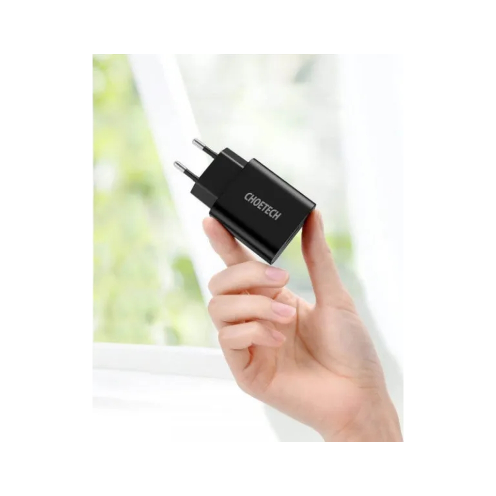 Зарядний пристрій Choetech 1xUSB 20W (1 USB-C) PD matte wall charger black (Q5004-EU-BK) - зображення 4