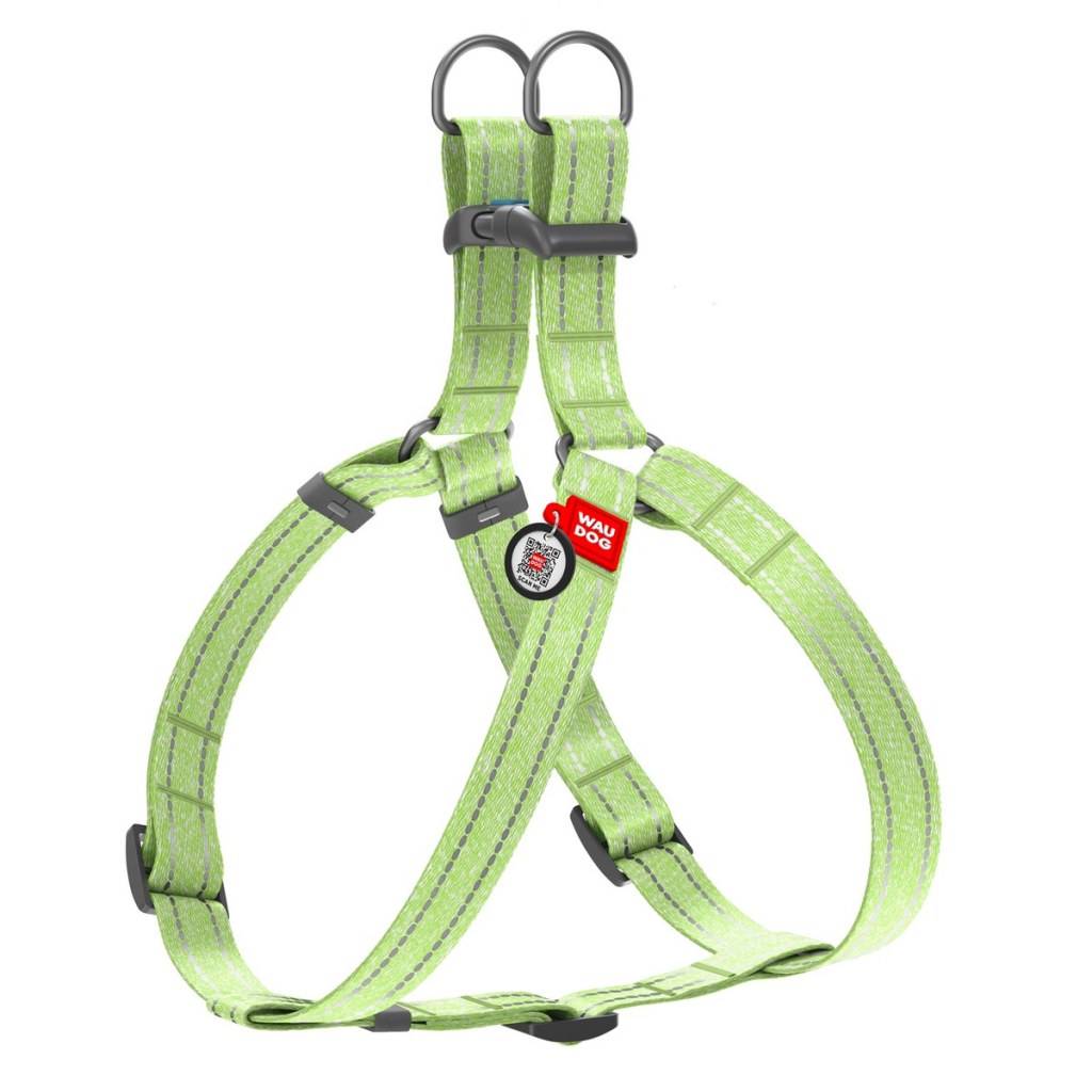 Шлея для собак WAUDOG Re-cotton з QR-паспортом L салатова (03335) - зображення 1
