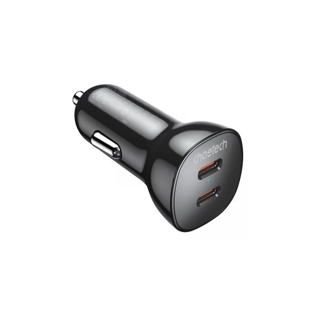 Зарядний пристрій Choetech car 2хUSB-C 40W PD black (TC0008-BK) - зображення 2