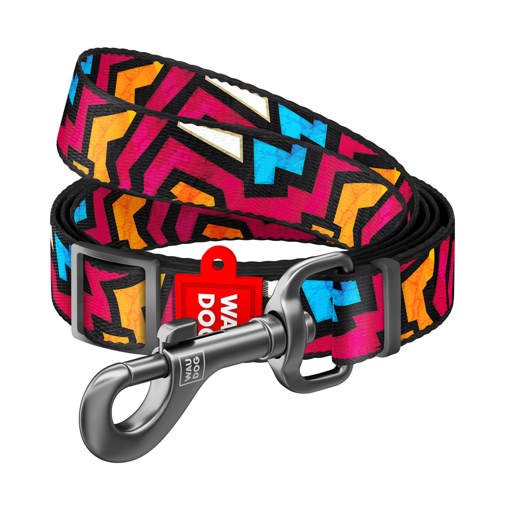 Повідець для собак WAUDOG Nylon "Графіті" регульований M Ш 20 мм Д 152-183 см (5311) - зображення 1