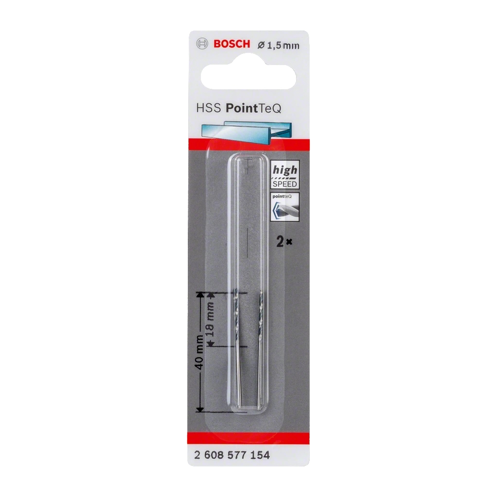 Свердло Bosch по металу HSS-PointTeQ, 1.5х18х40мм, 2шт (2.608.577.154) - зображення 7