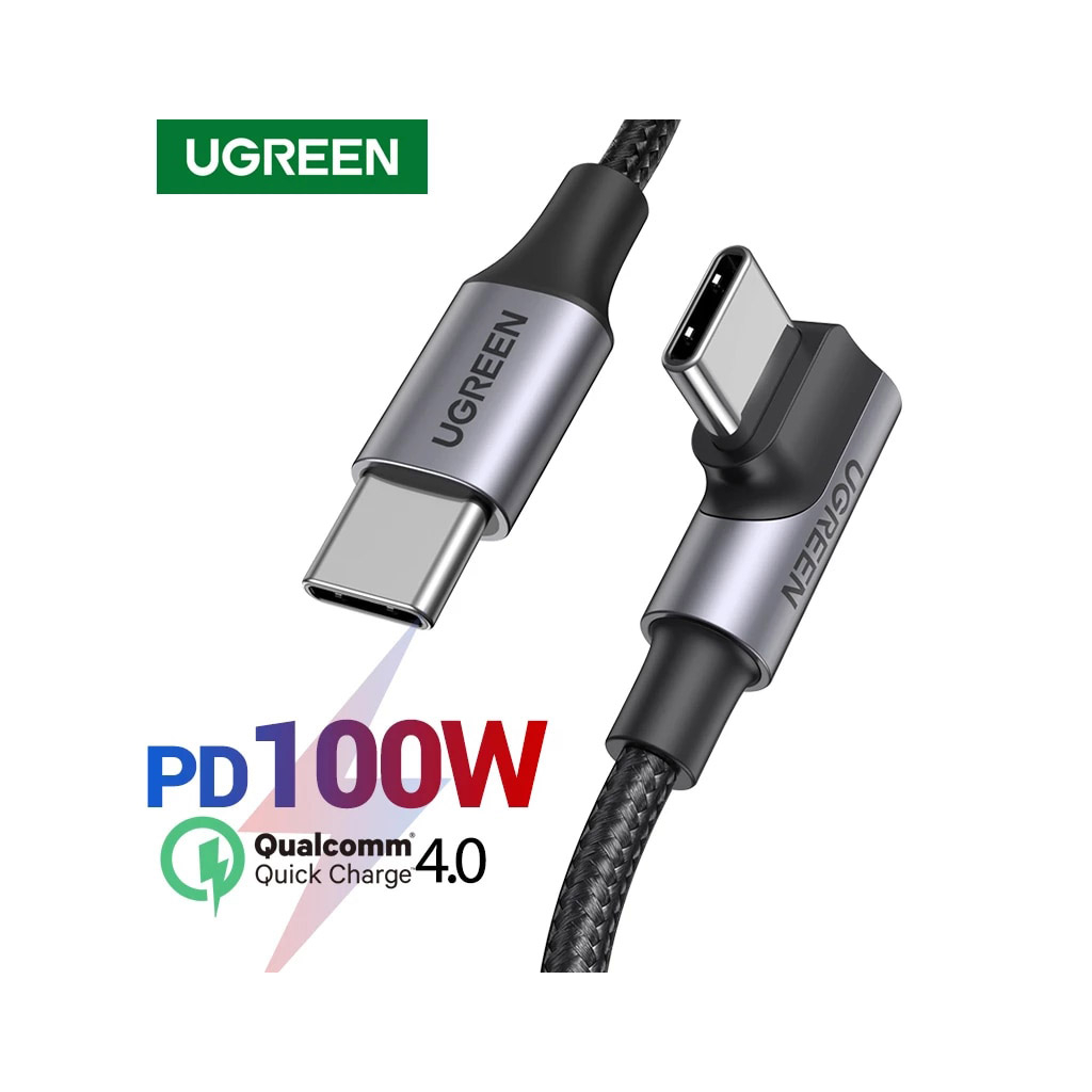 Дата кабель USB-C 2.0 to USB-C 1.0m 90° corner US334 black Ugreen (70643) - зображення 8