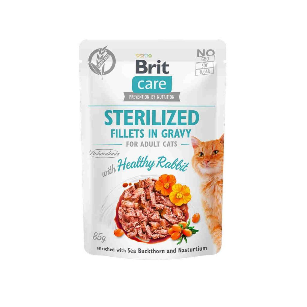 Вологий корм для кішок Brit Care Cat pouch для стерилізованих 85 г (кролик у соусі) (8595602540488) - зображення 1