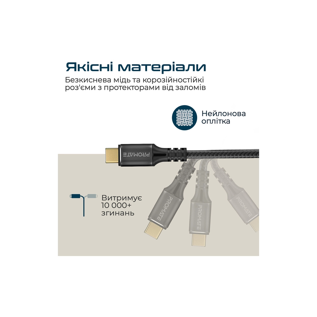 Дата кабель USB-C to USB-C 1.0m Promate (powerbolt240-1m.black) - зображення 6