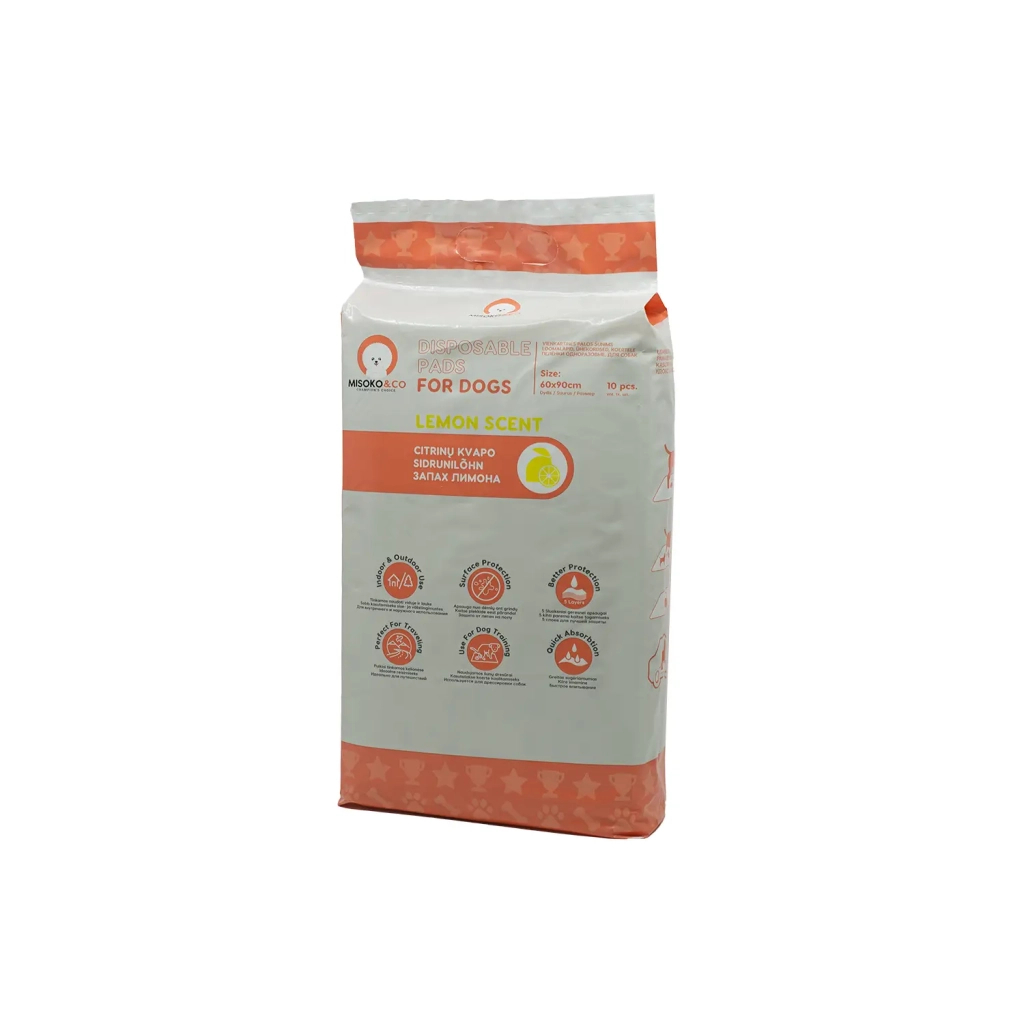 Пелюшки для собак MISOKO&CO з ароматом лимона 60х90 см 10 шт (SHAMSK63055) - изображение 2