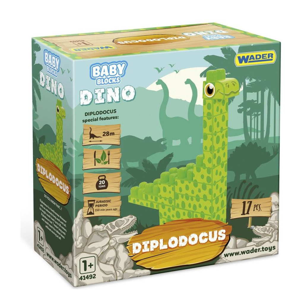 Конструктор Wader Baby Blocks Діно - диплодок (41493) - зображення 1