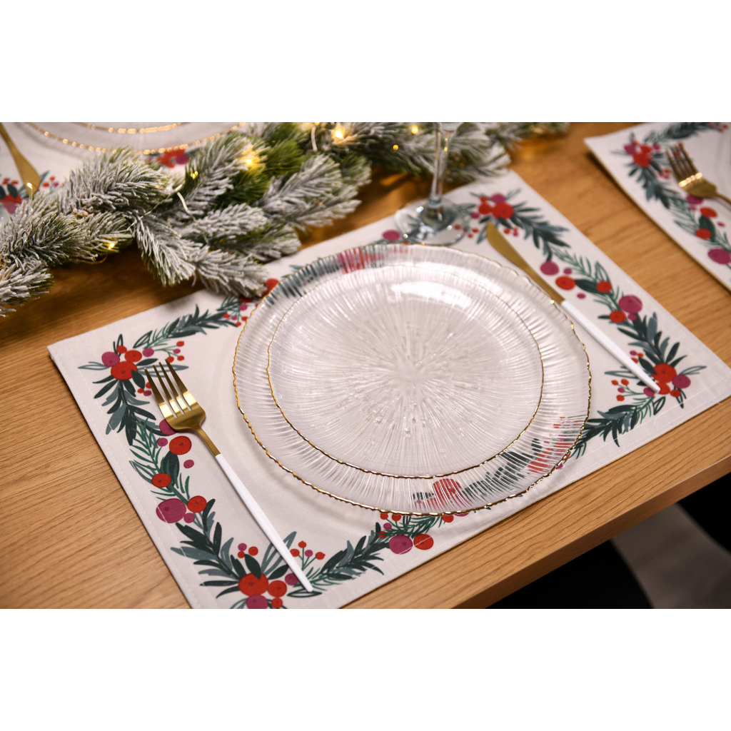 Килимок сервірувальний Ardesto Christmas Happy Holidays 30 х 45 см, 90% поліестер, 10% бавовна, білий віночок (ART06HH) - зображення 5