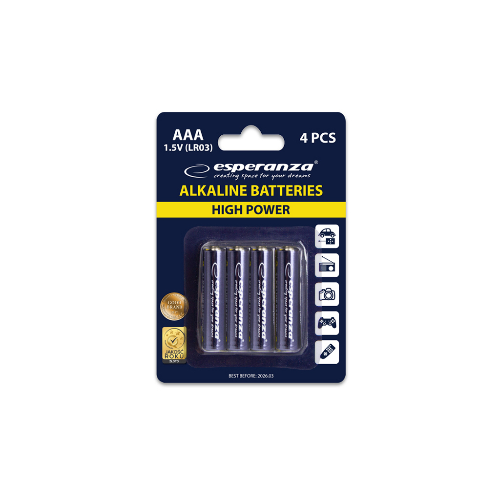 Батарейка Esperanza AAA LR03 Alkaline * 4 (EZB102) - зображення 2