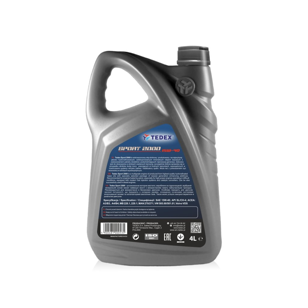 Моторна олива TEDEX SPORT 2000 SL/CH-4 15W40 4л (1606) - зображення 2